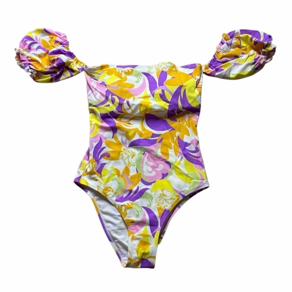 Bcbgeneration Floral Off-Shoulder One Piece Swimsuit Small